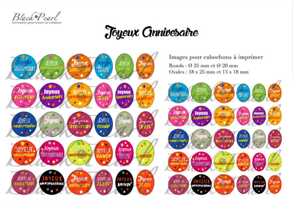 Joyeux Anniversaire Page De Collage Digital Cabochons 60 Images A Imprimer Un Grand Marche