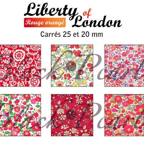 ° liberty of london rouge orangé °- page de collage cabochons - 30 images 