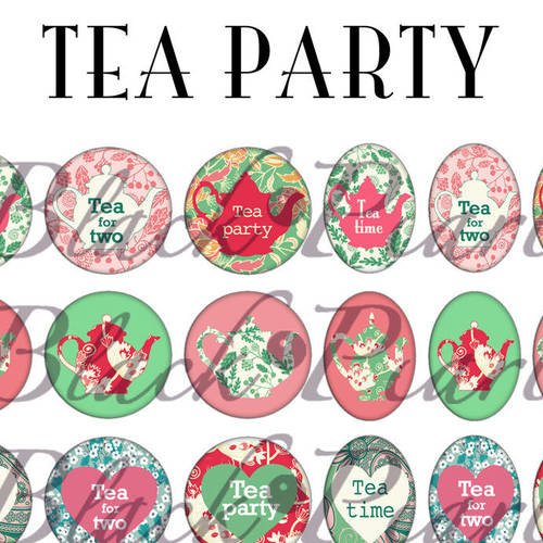 ° tea party ° - planche numérique digitale à imprimer - 60 images 