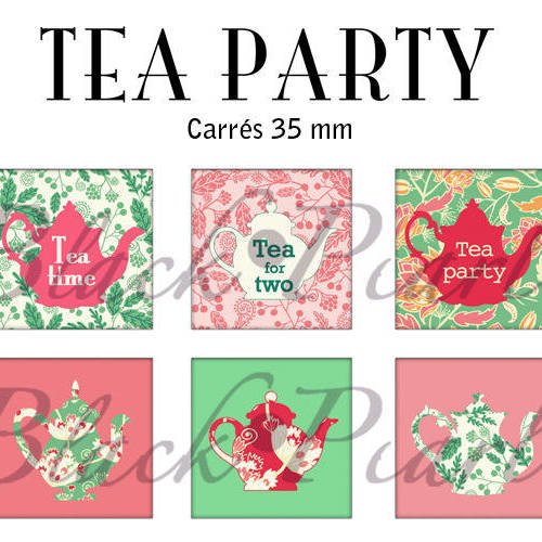 ° tea party ° - page de collage cabochons - 15 images 
