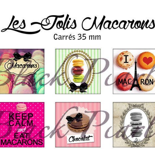 °les jolis macarons° - page de collage cabochons - 15 images 