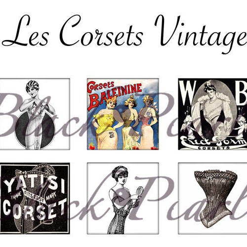 °les corsets vintage ll° - page de collage cabochons - 15 images 