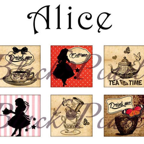 °alice lll° - page de collage cabochons - 30 images 