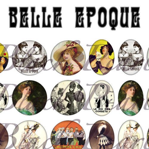 °belle epoque° - page de collage digital cabochons - 60 images 
