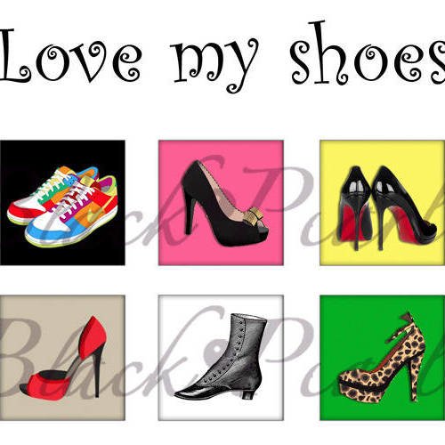 °love my shoes° - page de collage cabochons - 15 images 