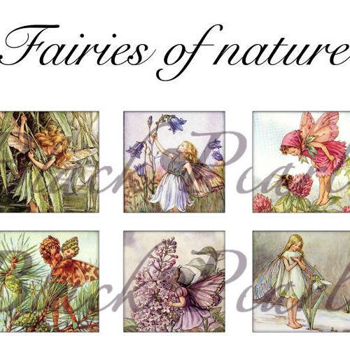 °fairies of nature° - page de collage cabochons - 15 images 