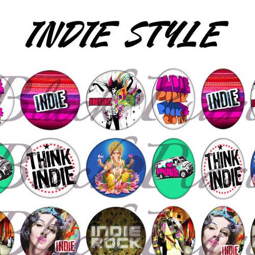 °indie style° - page digitale pour cabochons - 60 images