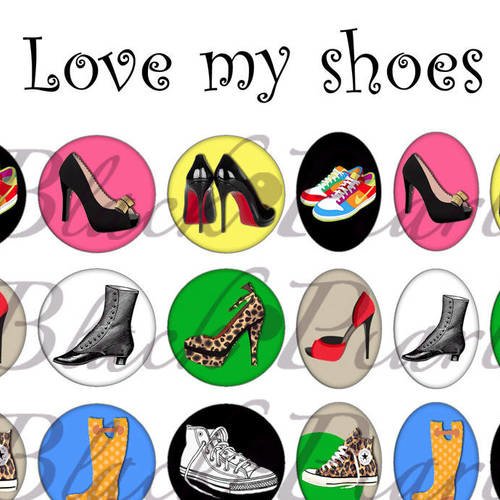 °love my shoes° - page digitale pour cabochons - 60 images