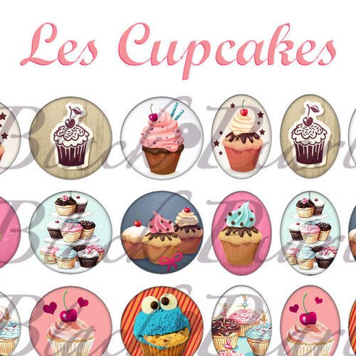 °les cupcakes ll° - page digitale pour cabochons - 60 images°