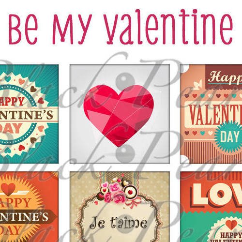 °be my valentine° - page de collage cabochons - 12 images 