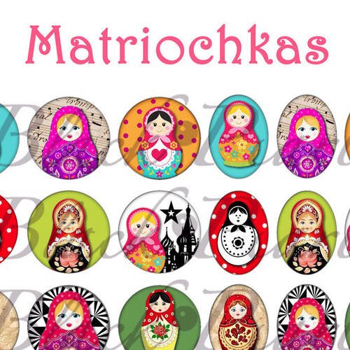 °matriochkas° - page digitale pour cabochons - 60 images 