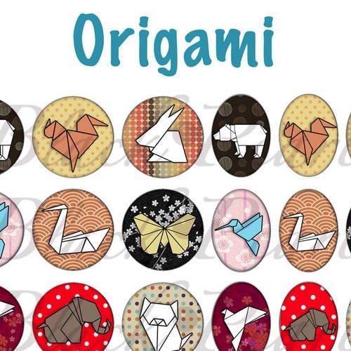 °origami ii° - page de collage digital cabochons - 60 images 