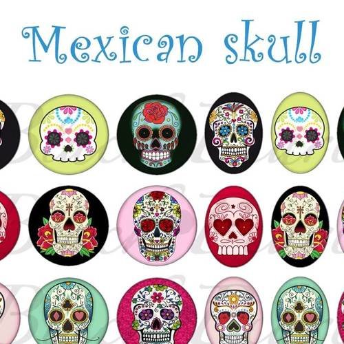 °mexican skull° - page digitale pour cabochons - 60 images°°°°°°°°°°° 