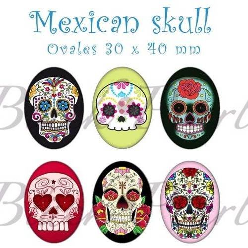 °mexican skull° - page digitale pour cabochons - 15 images 