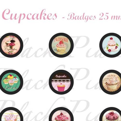 °les cupcakes° - page de collage digital pour badges - 15 images