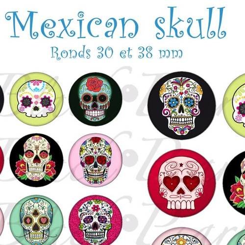 °mexican skull° - page digitale pour cabochons - 30 images