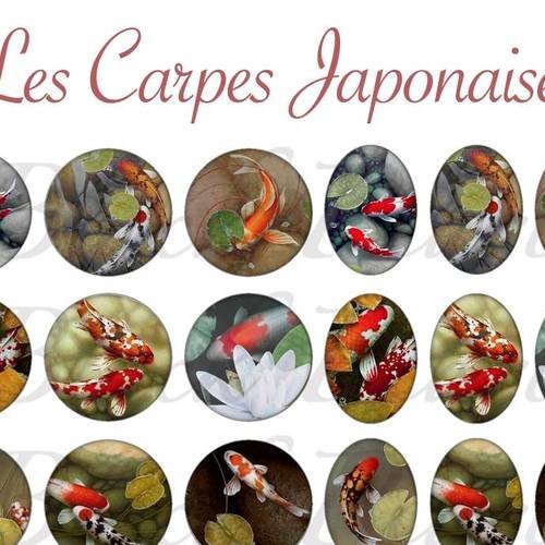 °les carpes japonaises° - page digitale pour cabochons - 60 images°