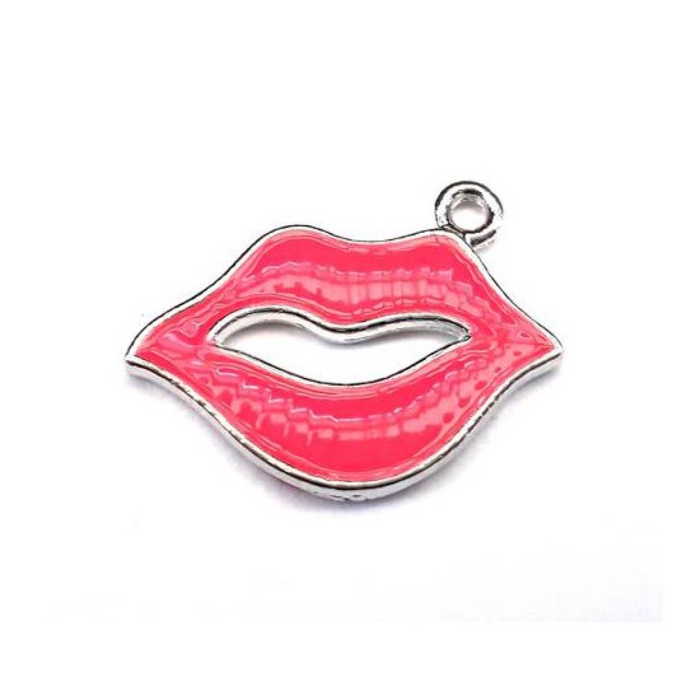 Breloque Pendentif Bouche Levres Bisous X 2pieces Pendentifs En Email Un Grand Marche