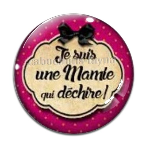 Cabochon mamie qui déchire résine - ou verre différente taille