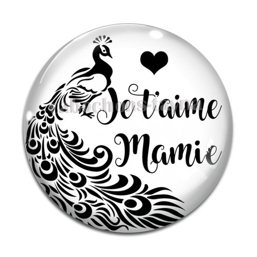 Cabochon je t'aime mamie  résine - ou verre différente taille