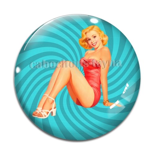 Cabochon pin up résine - ou verre différente taille