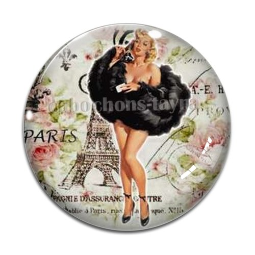 Cabochon pin up résine - ou verre différente taille