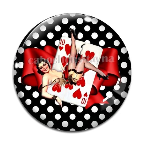 Cabochon pin up résine - ou verre différente taille