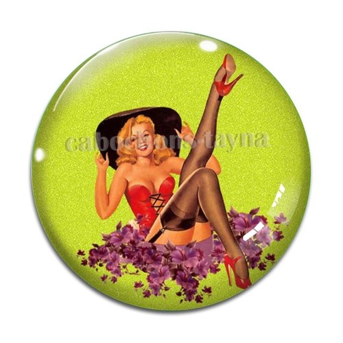 Cabochon pin up résine - ou verre différente taille