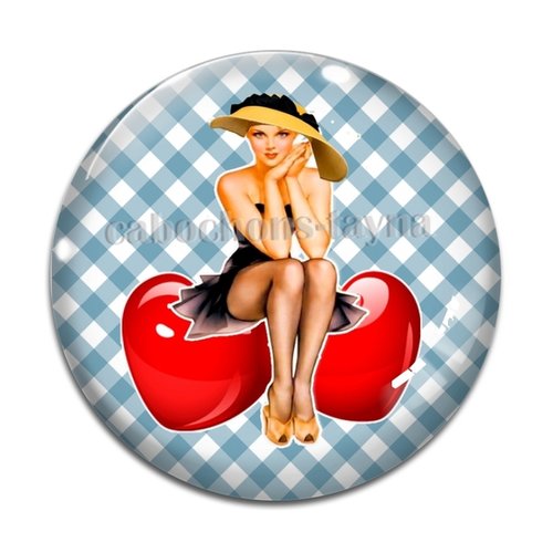 Cabochon pin up résine - ou verre différente taille