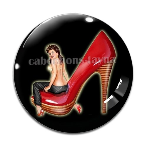 Cabochon pin up résine - ou verre différente taille