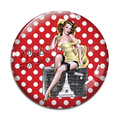 Cabochon pin up résine - ou verre différente taille