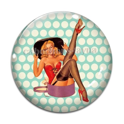 Cabochon pin up résine - ou verre différente taille
