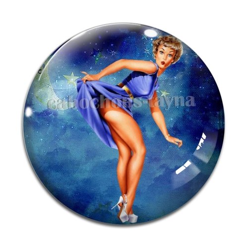Cabochon pin up résine - ou verre différente taille