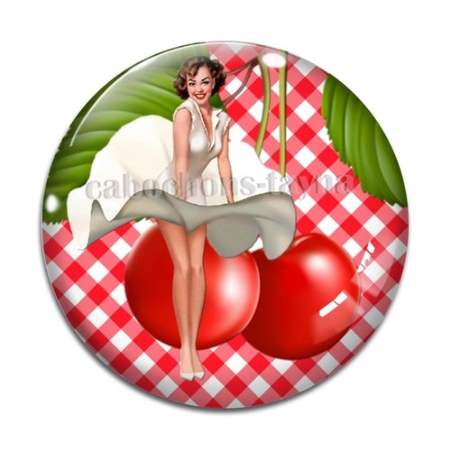 Cabochon pin up résine - ou verre différente taille