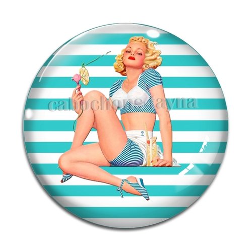 Cabochon pin up résine - ou verre différente taille