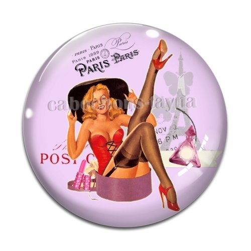 Cabochon pin up résine - ou verre différente taille