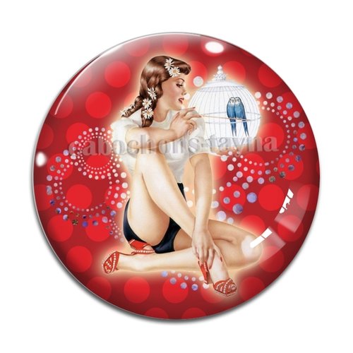 Cabochon pin up résine - ou verre différente taille