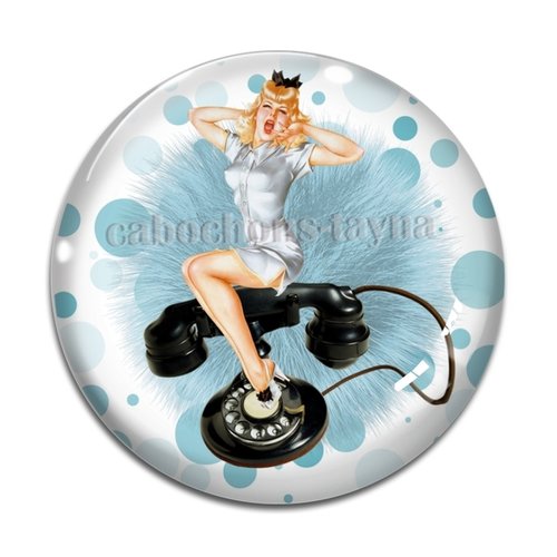 Cabochon pin up résine - ou verre différente taille