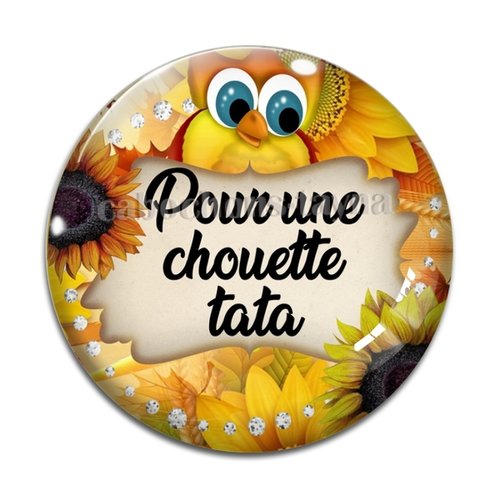 Cabochon tata chouette résine - ou verre différente taille