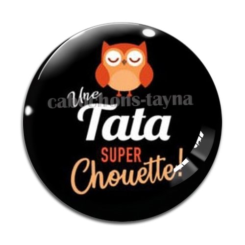 Cabochon tata chouette résine - ou verre différente taille