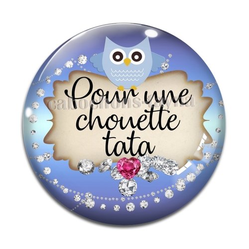 Cabochon tata chouette résine - ou verre différente taille