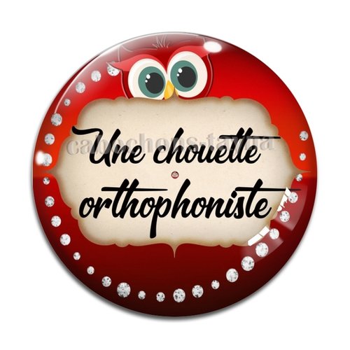 Cabochon chouette orthophoniste résine - ou verre différente taille