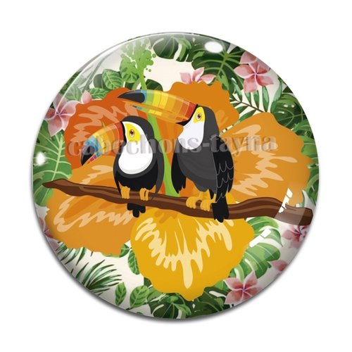 Cabochon toucan oiseau résine - ou verre différente taille