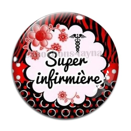 Cabochon super infirmière résine - ou verre différente taille