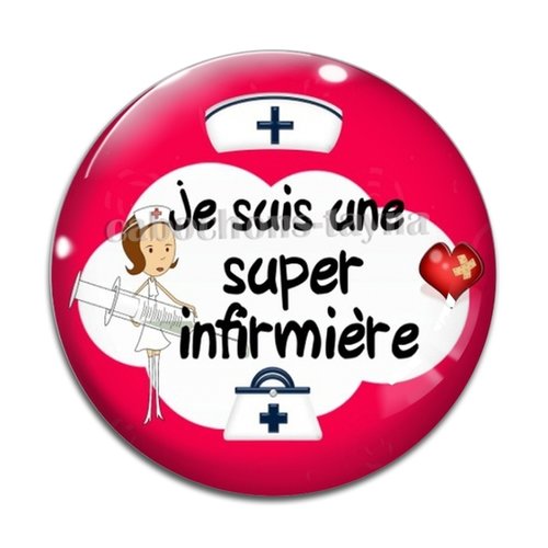 Cabochon super infirmière résine - ou verre différente taille