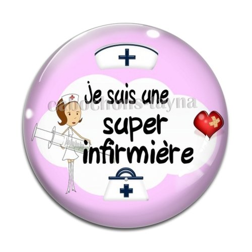 Cabochon super infirmière résine - ou verre différente taille