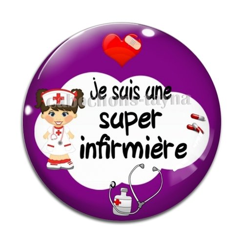 Cabochon super infirmière résine - ou verre différente taille