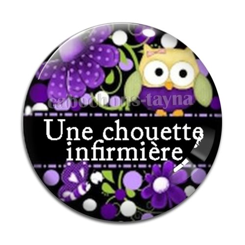 Cabochon une chouette infirmière résine - ou verre différente taille