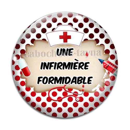 Cabochon infirmière formidable résine - ou verre différente taille