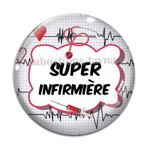 Cabochon super infirmière résine - ou verre différente taille